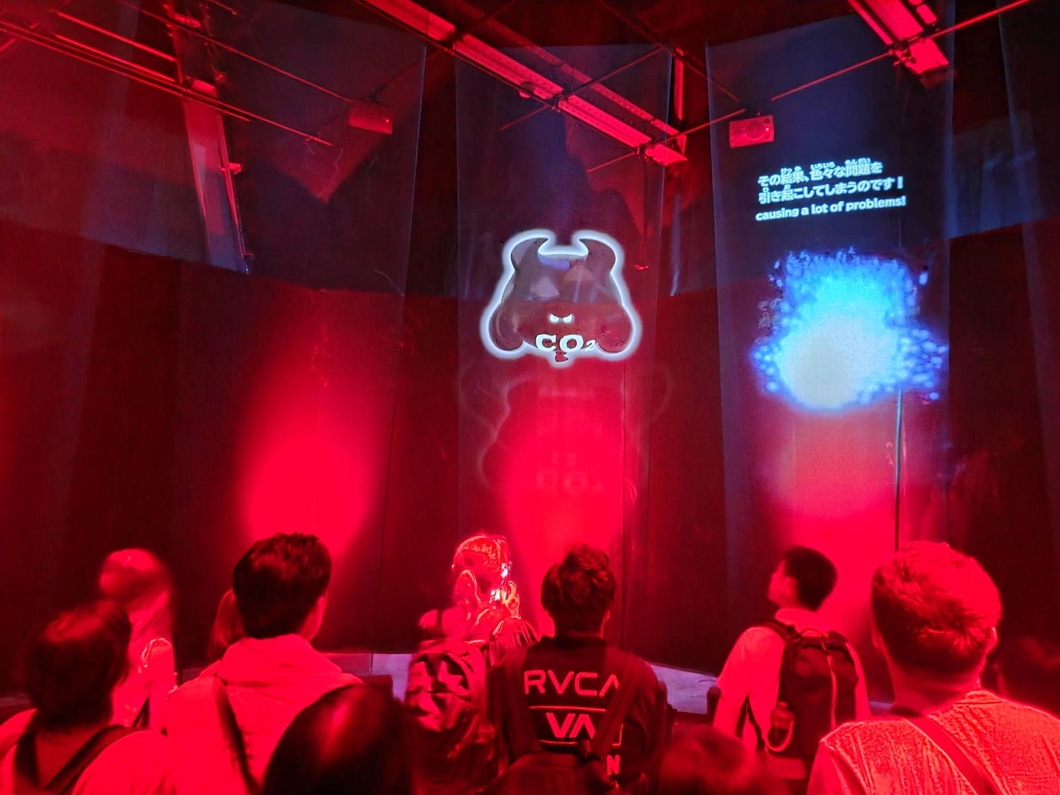 At the Gas Pavilion, visitors are transported into a virtual world that comes under attack from King CO.2 (left).  At the Gas Pavilion, visitors are transported into a virtual world that comes under attack from King CO.2 (left).