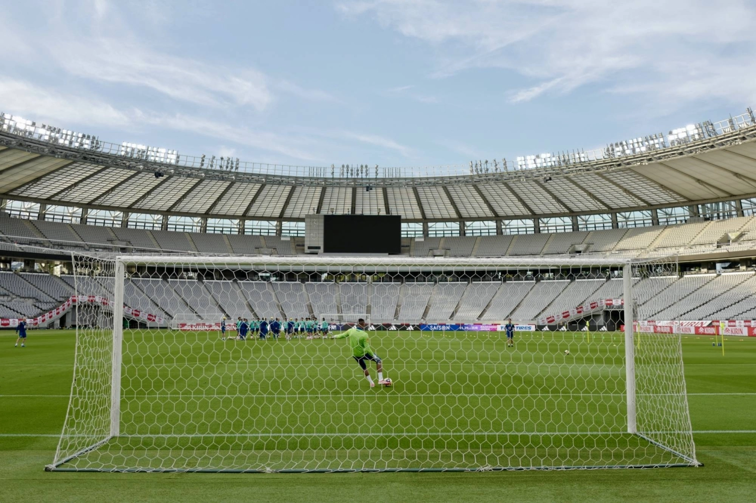 Brazil players train at Ajinomoto Stadium in Tokyo on Monday. Brazil players train at Ajinomoto Stadium in Tokyo on Monday.