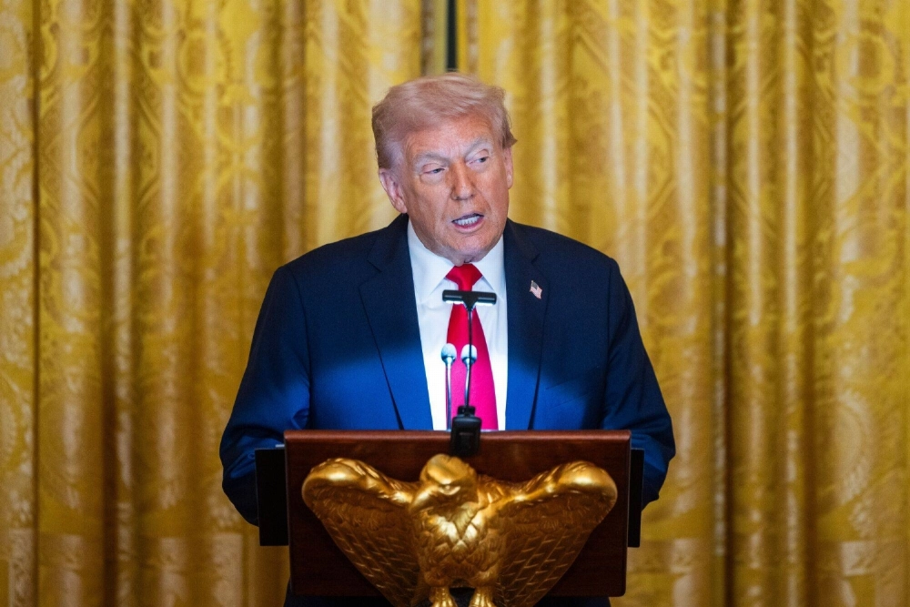 U.S. President Donald Trump speaks during a dinner in the East Room of the White House in Washington on Wednesday. U.S. President Donald Trump speaks during a dinner in the East Room of the White House in Washington on Wednesday.