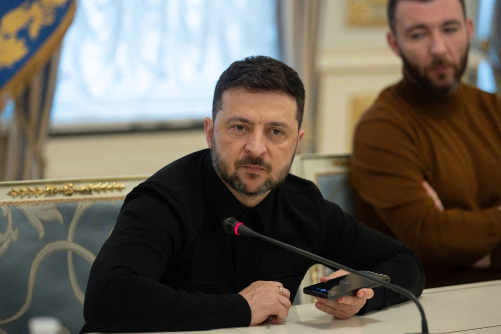 Ukrainian President Volodymyr Zelenskyy at a meeting with journalists in Kyiv, amid the Russian invasion of Ukraine Ukrainian President Volodymyr Zelenskyy at a meeting with journalists in Kyiv, amid the Russian invasion of Ukraine