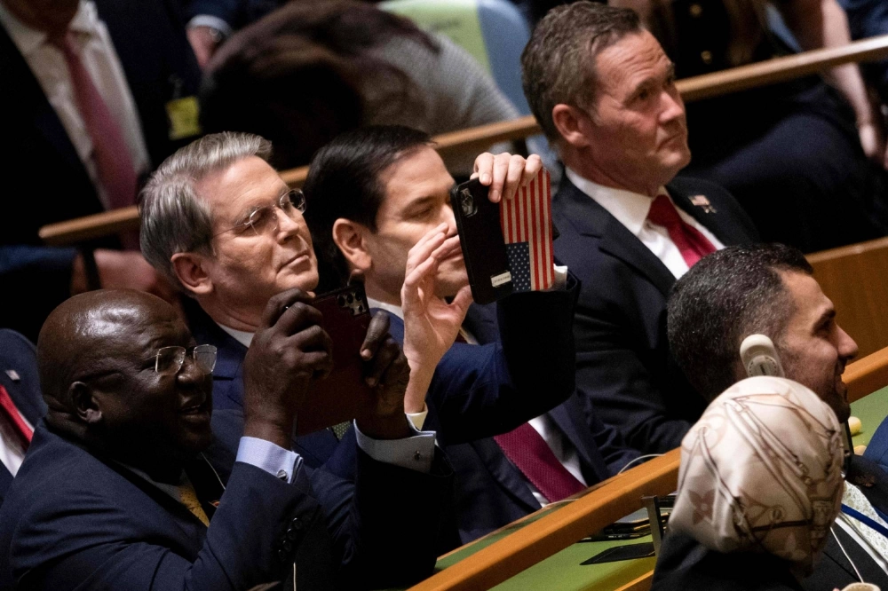 U.S. Treasury Secretary Scott Bessent takes a picture during the United Nations General Assembly on Sept. 23 in New York. U.S. Treasury Secretary Scott Bessent takes a picture during the United Nations General Assembly on Sept. 23 in New York.