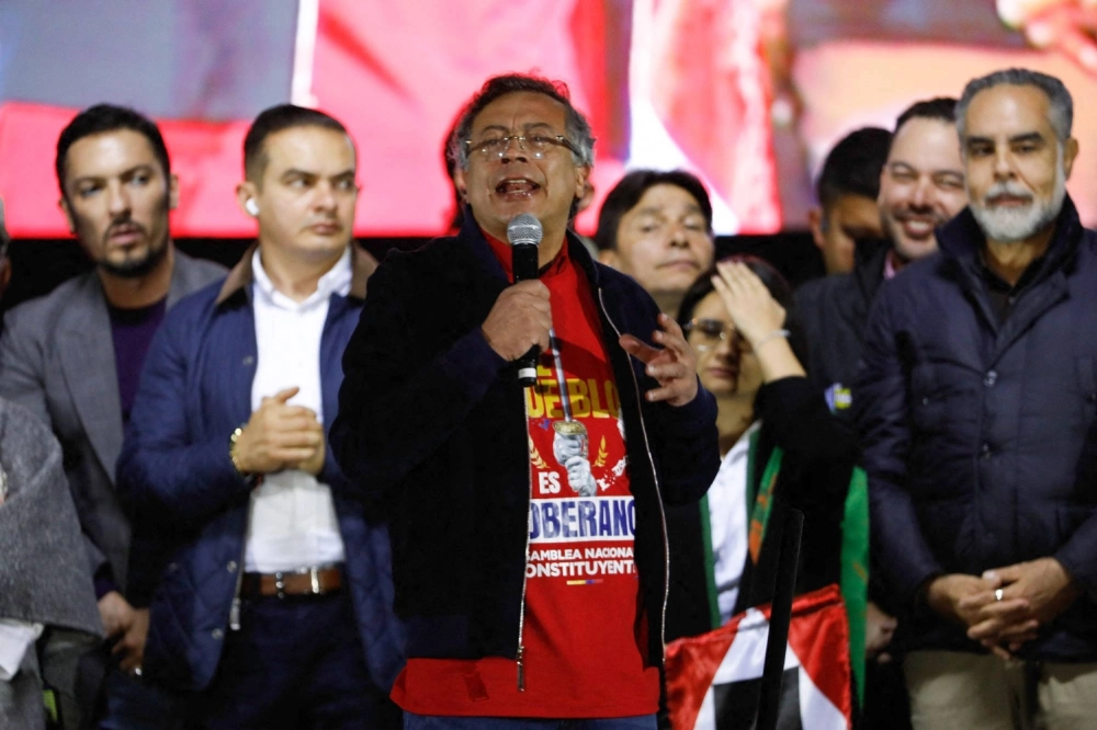 Colombian President Gustavo Petro speaks during a rally at Bolivar Square in Bogota on Friday. Colombian President Gustavo Petro speaks during a rally at Bolivar Square in Bogota on Friday.