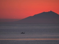Kunashiri Island is seen across the Nemuro Strait, just before sunrise from Rausu, Hokkaido. A strong earthquake struck the area at a depth of about 40 kilometers early Saturday. | GETTY IMAGES