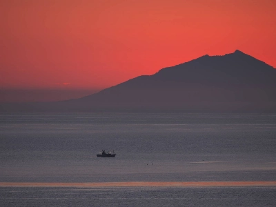 Kunashiri Island is seen across the Nemuro Strait, just before sunrise from Rausu, Hokkaido. A strong earthquake struck the area at a depth of about 40 kilometers early Saturday. Kunashiri Island is seen across the Nemuro Strait, just before sunrise from Rausu, Hokkaido. A strong earthquake struck the area at a depth of about 40 kilometers early Saturday.