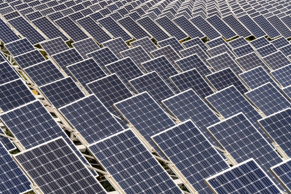 Solar panels at the Baofeng Agriculture-Photovoltaic Integration Industrial Base near Yinchuan, Ningxia autonomous region, China Solar panels at the Baofeng Agriculture-Photovoltaic Integration Industrial Base near Yinchuan, Ningxia autonomous region, China