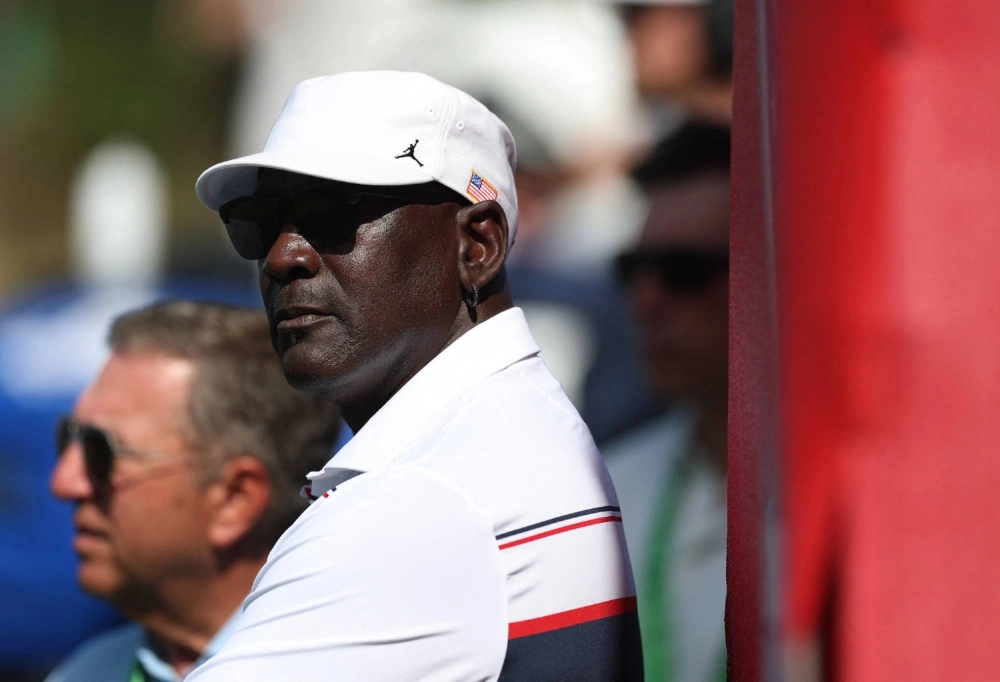 Former basketball player Michael Jordan during the fourballs at the Ryder Cup in New York on Sept. 26  Former basketball player Michael Jordan during the fourballs at the Ryder Cup in New York on Sept. 26