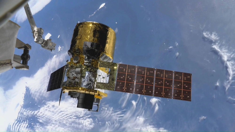 Japan's HTV-X resupply vehicle arrives at the International Space Station where a robot arm operated by astronaut Kimiya Yui awaits early Thursday. Japan's HTV-X resupply vehicle arrives at the International Space Station where a robot arm operated by astronaut Kimiya Yui awaits early Thursday.