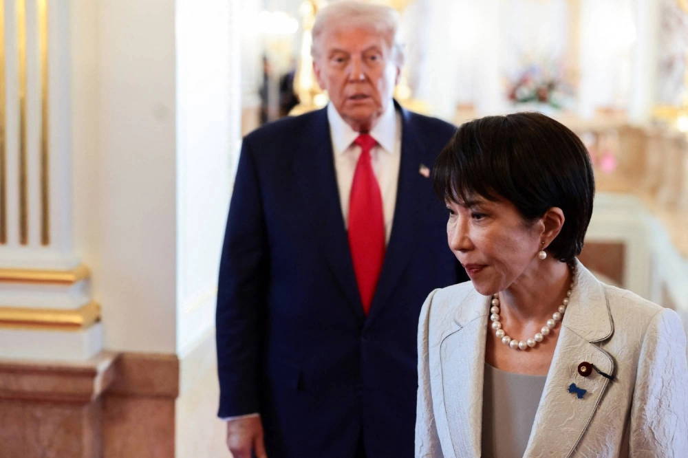U.S. President Donald Trump walks with Prime Minister Sanae Takaichi at Akasaka Palace in Tokyo on Tuesday. Whether Takaichi can follow through on her promises will determine whether her relationship with Trump truly ushers in a new era for Japan-U.S. relations. U.S. President Donald Trump walks with Prime Minister Sanae Takaichi at Akasaka Palace in Tokyo on Tuesday. Whether Takaichi can follow through on her promises will determine whether her relationship with Trump truly ushers in a new era for Japan-U.S. relations.