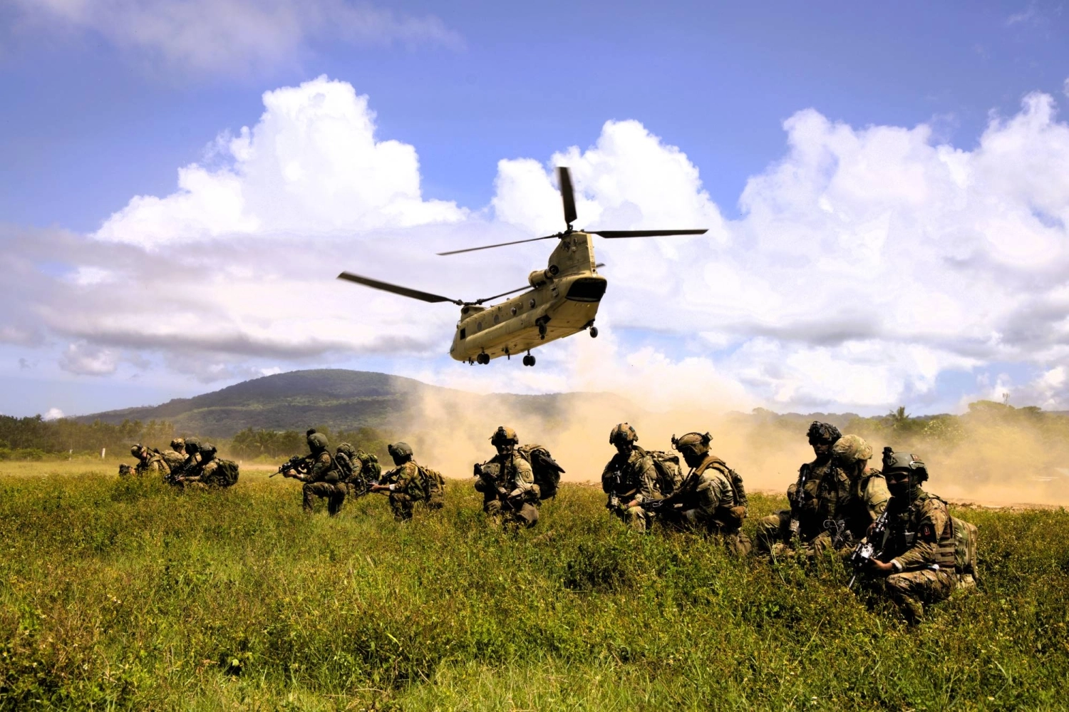 U.S. Army soldiers and Philippine Marines and Rangers carry out a simulated air assault on Calayan Island in the Philippines in May last year.