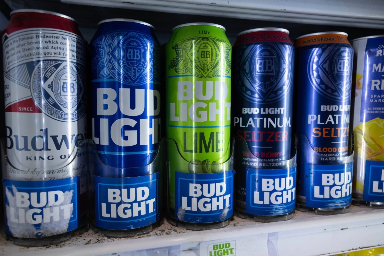 Anheuser-Busch InBev Bud Lite brand beer cans at a store in Queens borough of New York