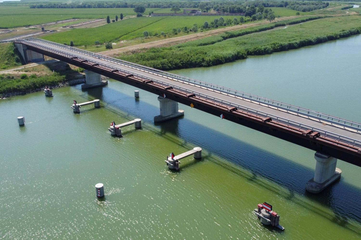 A saltwater intrusion barrier in the Po River Delta Area. With the Po River flowing at roughly one-third of historical volumes, there is a heightened risk of saltwater intrusion. A saltwater intrusion barrier in the Po River Delta Area. With the Po River flowing at roughly one-third of historical volumes, there is a heightened risk of saltwater intrusion.
