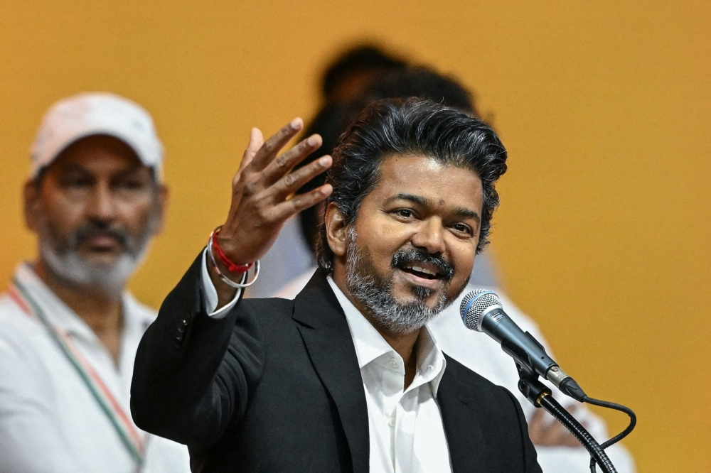 Anwar congratulates ‘friend’ Vijay after Indian actor takes helm as Tamil Nadu chief minister Newly elected chief minister of India’s Tamil Nadu state, C. Joseph Vijay speaks after taking the oath during his swearing-in ceremony in Chennai on May 10, 2026. Vijay was sworn in as the state’s chief minister on Sunday, making him the first movie star to rule the southern Indian state in a decade. — AFP pic