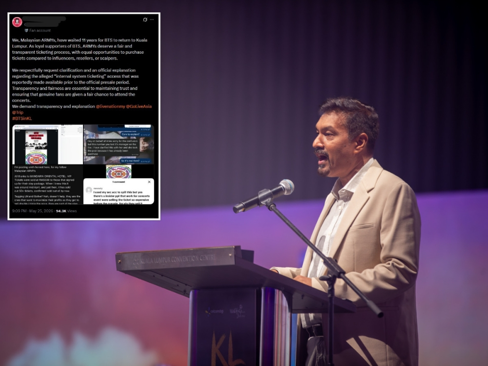 Live Nation Malaysia chief warns BTS fans over fake KL concert tickets circulating online Live Nation Malaysia managing director Paramananthan Rajagopal warns local fans about ticketing scams and urges them to buy concert tickets only through official sources. — Picture by Raymond Manuel and screenshot via X