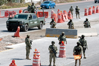 Cartel video fuels fears of drug violence reaching Mexico City Mexican Army personnel stand guard at the access roads to the Guadalajara International Airport in Tlaquepaque, Jalisco State, Mexico. — AFP file pic
