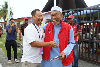 Negeri Sembilan polls: Cousins turn political rivals in three-way contest for Klawang Pakatan Harapan’s Klawang incumbent Datuk Bakri Sawir (right) meets his cousin and Perikatan Nasional challenger Danni Rais while campaigning at Kuala Klawang weekly market in Jelebu, July 19, 2026. — Bernama pic