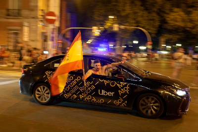 Madrid prepares for million-strong celebration after Spain’s World Cup triumph A Spain supporter in a taxi waves Spain's flag celebrating victory after the 2026 World Cup final match between Spain and Argentina at Cibeles square in Madrid, on July 19, 2026. — AFP pic