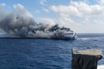 Indonesia ferry blaze off Surabaya leaves five dead, 41 missing This screen grab from a handout video taken and released on August 2, 2026, by Indonesia’s National Search and Rescue Agency (Basarnas), shows the passenger ship Mutiara Sentosa 2 catching fire in the waters off Madura island, East Java. — Indonesia’s National Search and Rescue Agency (Basarnas) handout/AFP pic