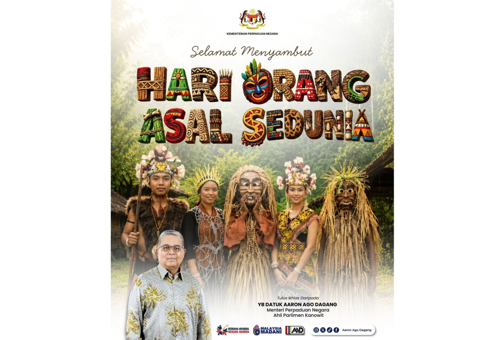 National unity minister says Orang Asal heritage part of Malaysia’s national identity, not separate The heritage of Malaysia’s indigenous peoples (Orang Asal) is part of the country’s national legacy and identity, rather than belonging solely to the communities themselves, National Unity Minister Datuk Aaron Ago Dagang said. — Picture via Facebook/Aaron Ago Dagang