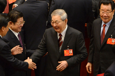 Zhu Rongji’s death at 97 marks the end of an era in China’s economic history China's former premier Zhu Rongji (centre) shakes hands with a delegate at the opening of the 18th Communist Party Congress at the Great Hall of the People in Beijing on November 8, 2012. Former Chinese premier Zhu Rongji, whose market reforms helped drive China's extraordinary economic rise, has died from illness at the age of 97, state media reported August 12, 2026. — AFP pic