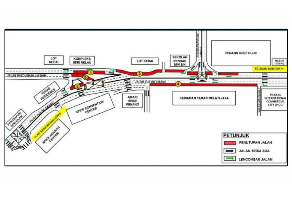 MRT Corp announces Aug 20–Oct 31 lane closures for Penang’s Mutiara Line construction Periodic partial lane closures along Jalan Tun Dr Awang and Jalan Dato Ismail Hashim, from the Sri Relau Complex to the Penang Golf Club, near here, will be implemented from Aug 20 to Oct 31. — Bernama pic/MRT Corp