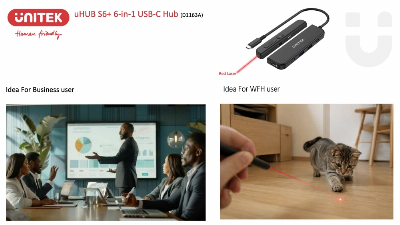Unitek’s USB-C hub is also a wireless presenter — and yes, the laser pointer doubles as a cat toy While clearly designed for business users and presenters, the inclusion of a laser pointer inevitably invites another use case: entertaining household cats. — Screenshot of Unitek product page