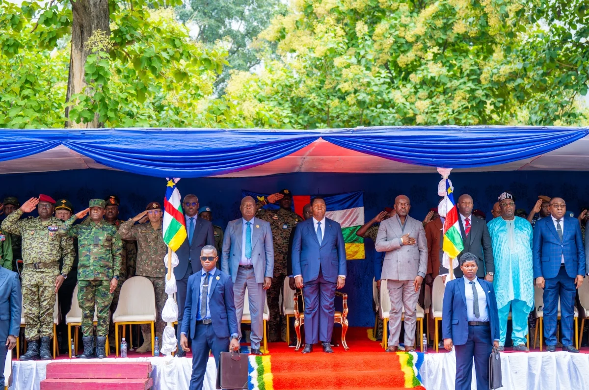 The pass-out ceremony, held at Camp Kassaï military barracks in Bangui. The pass-out ceremony, held at Camp Kassaï military barracks in Bangui.