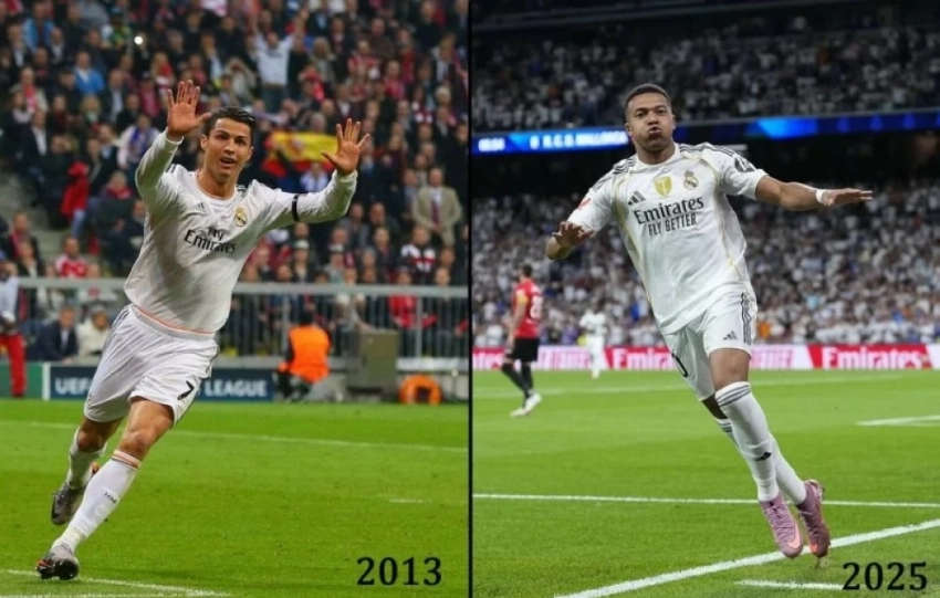 مبابي يقلد احتفال رونالدو.