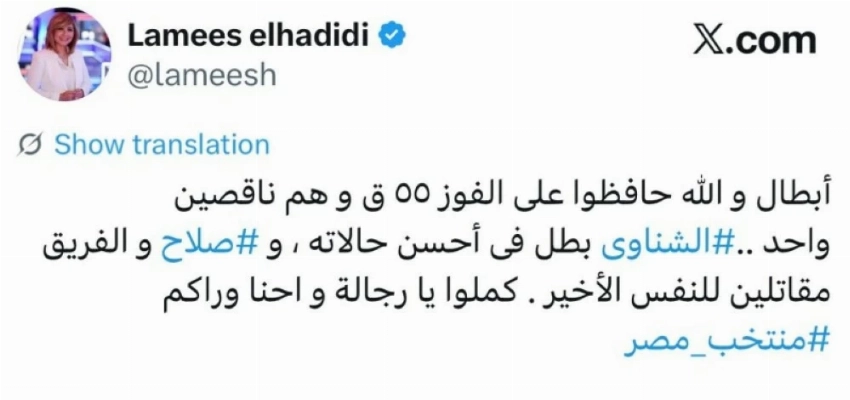 عمرو أديب ولميس الحديدي يتجاهلان الطلاق ويدعمان المنتخب المصري - أخبار السعودية 1 11