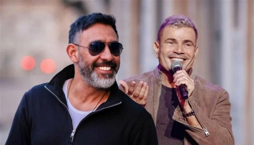 الفنان المصري عمرو دياب والملحن المصري عمرو مصطفى.