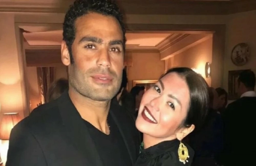 الفنانة المصرية لقاء الخميسي وزوجها الكابتن محمد عبدالمنصف.