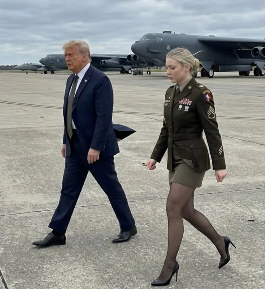 مجندة شقراء ترافق ترمب وتخدع الملايين.. ما حقيقة «جيسيكا فوستر»؟