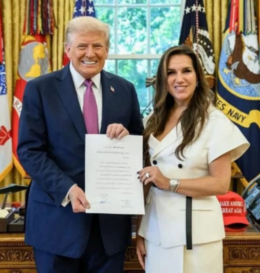 ندى معوّض والرئيس الأميركي دونالد ترمب