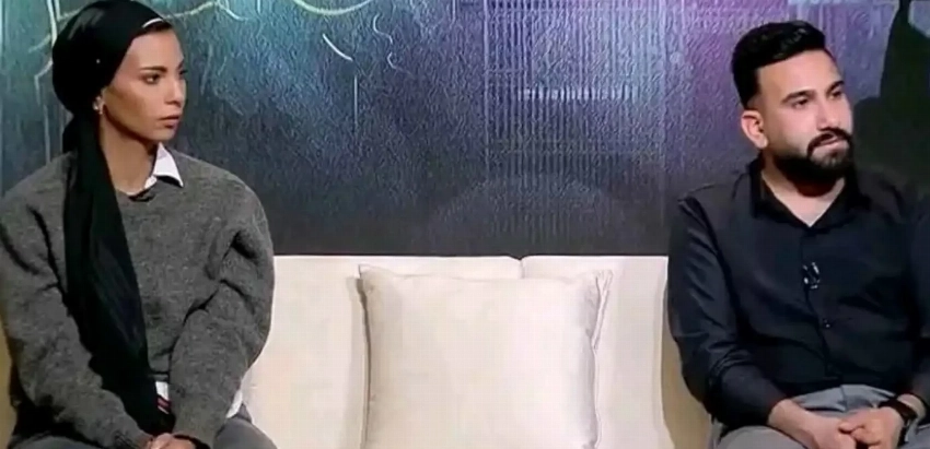 أحمد الديب وخطيبته خلال ظهورهما في البرنامج.