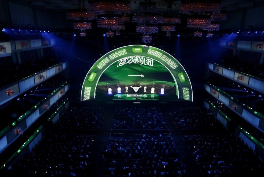 Saudi Arabia drawn with Spain, Uruguay and Cape Verde in 2026 World Cup Group H The colours of Saudi Arabia appear on the stage during the FIFA World Cup 2026 Final Draw at the Kennedy Center in Washington DC, USA, 05 December 2025. (EPA)
